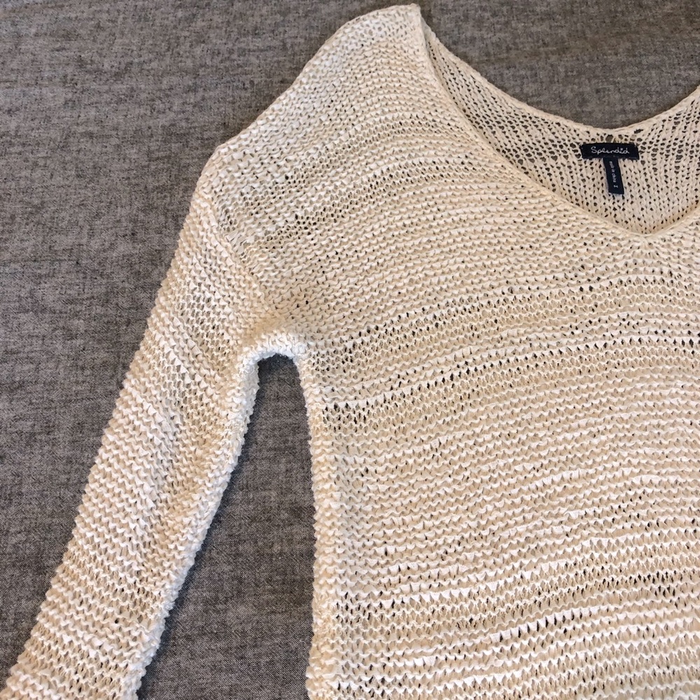 Splendid off-white open weave sweater tunic M - Picture 3 of 6